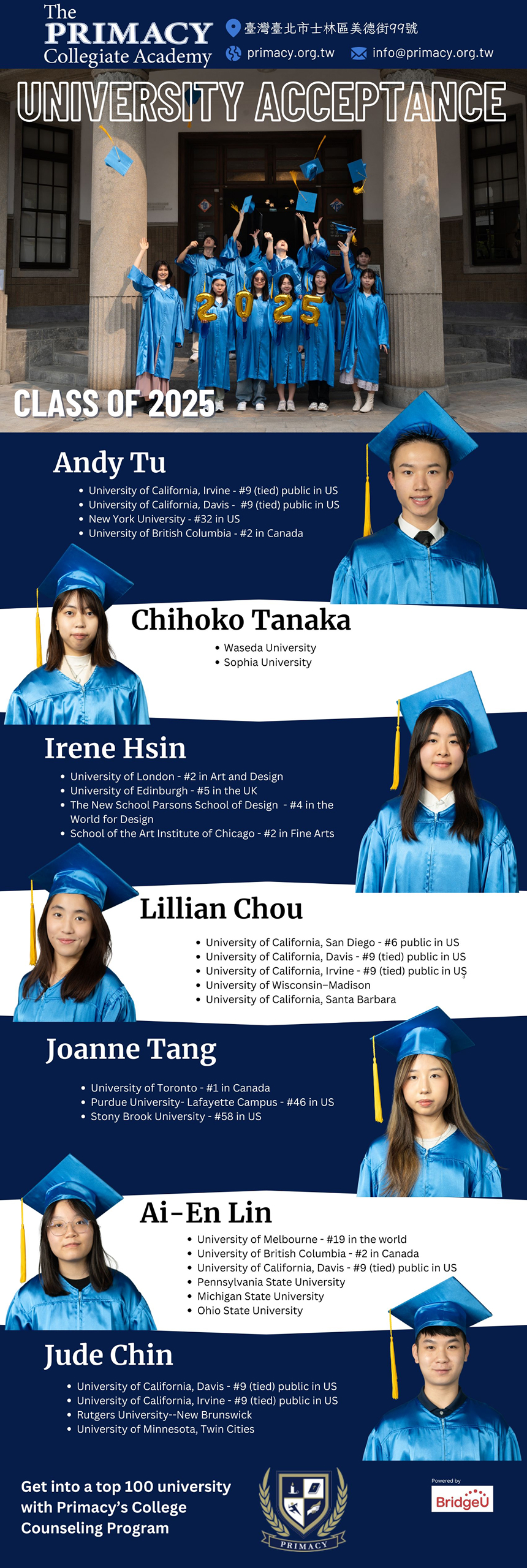 Class of 2025 - University Acceptance Banner